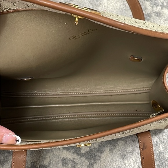 Vintage Christian Dior Honeycomb Flap Shoulder Bag Satchel Beige Designer - Picture 13 of 17